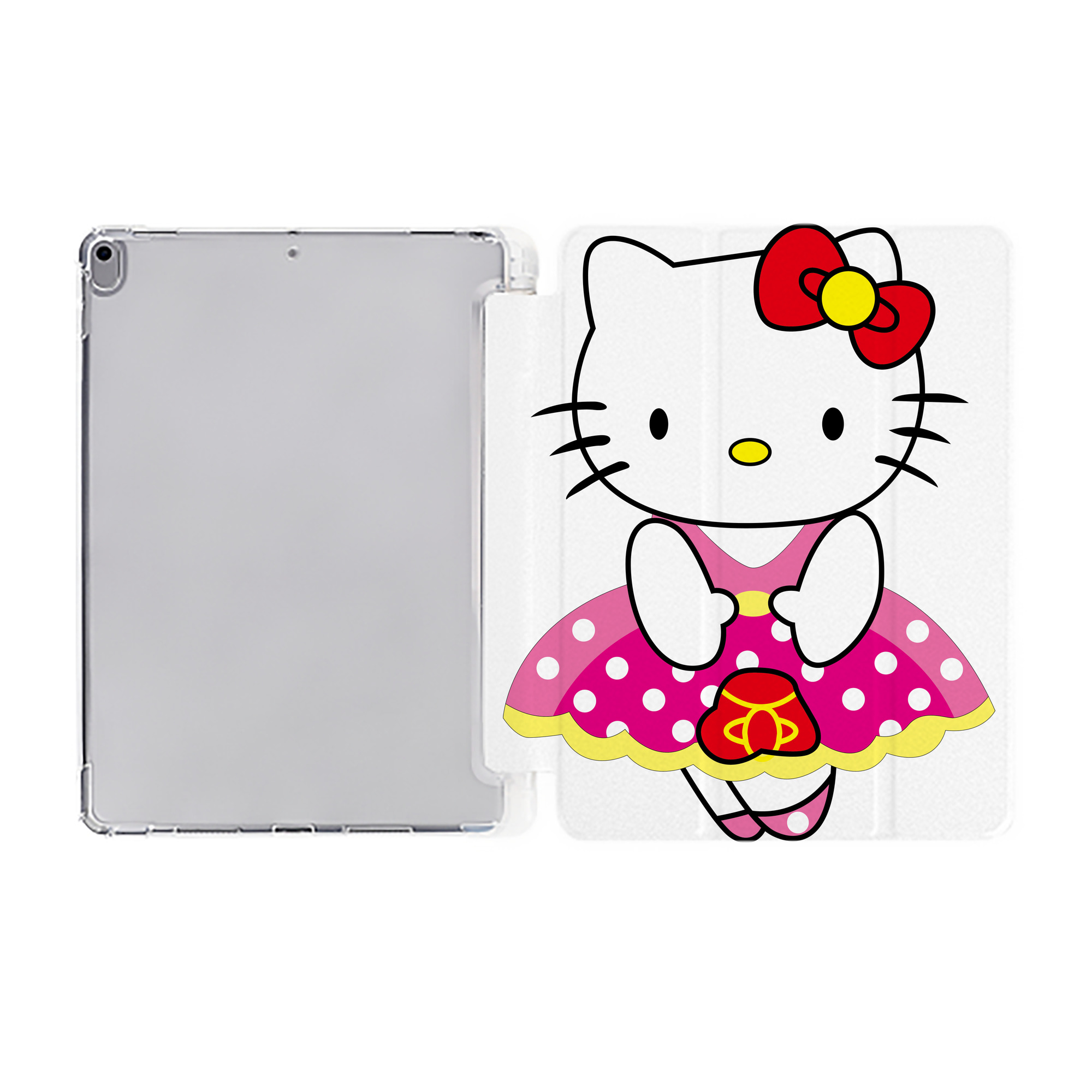 （画像用） Hello Kitty ハローキティ IPad ケース ペン収納付き 三つ折りスタンド PUレザー×シリコン 対応機種9.5/10.5/10.9インチ